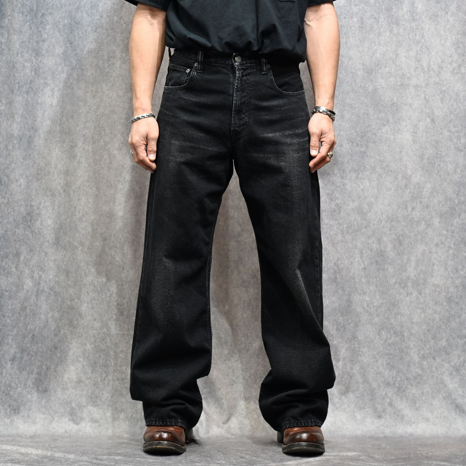 × YUKI TANAKA Wide Straight Pants （BLK） ワイドストレート デニムパンツ （ブラック）｜YT-MND-06