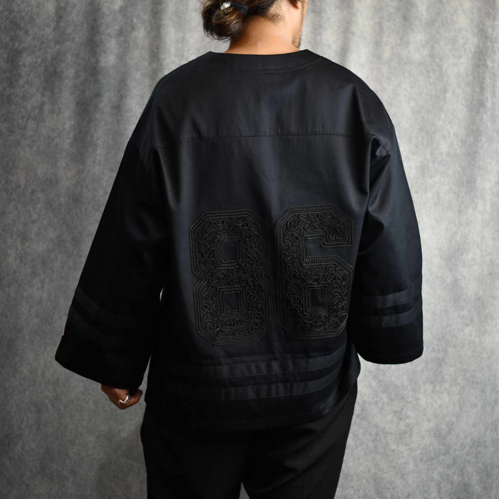 CORD EMBROIDERED HOCKEY SHIRT (BK) / コード刺繍 ホッケーシャツ