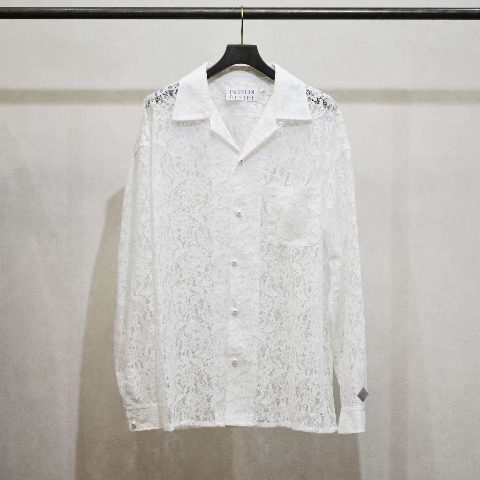 el conductorH - FLOWER LACE OPEN COLLAR SHIRT (WHT) | chord online 