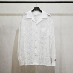 FLOWER LACE OPEN COLLAR SHIRT (WHT)