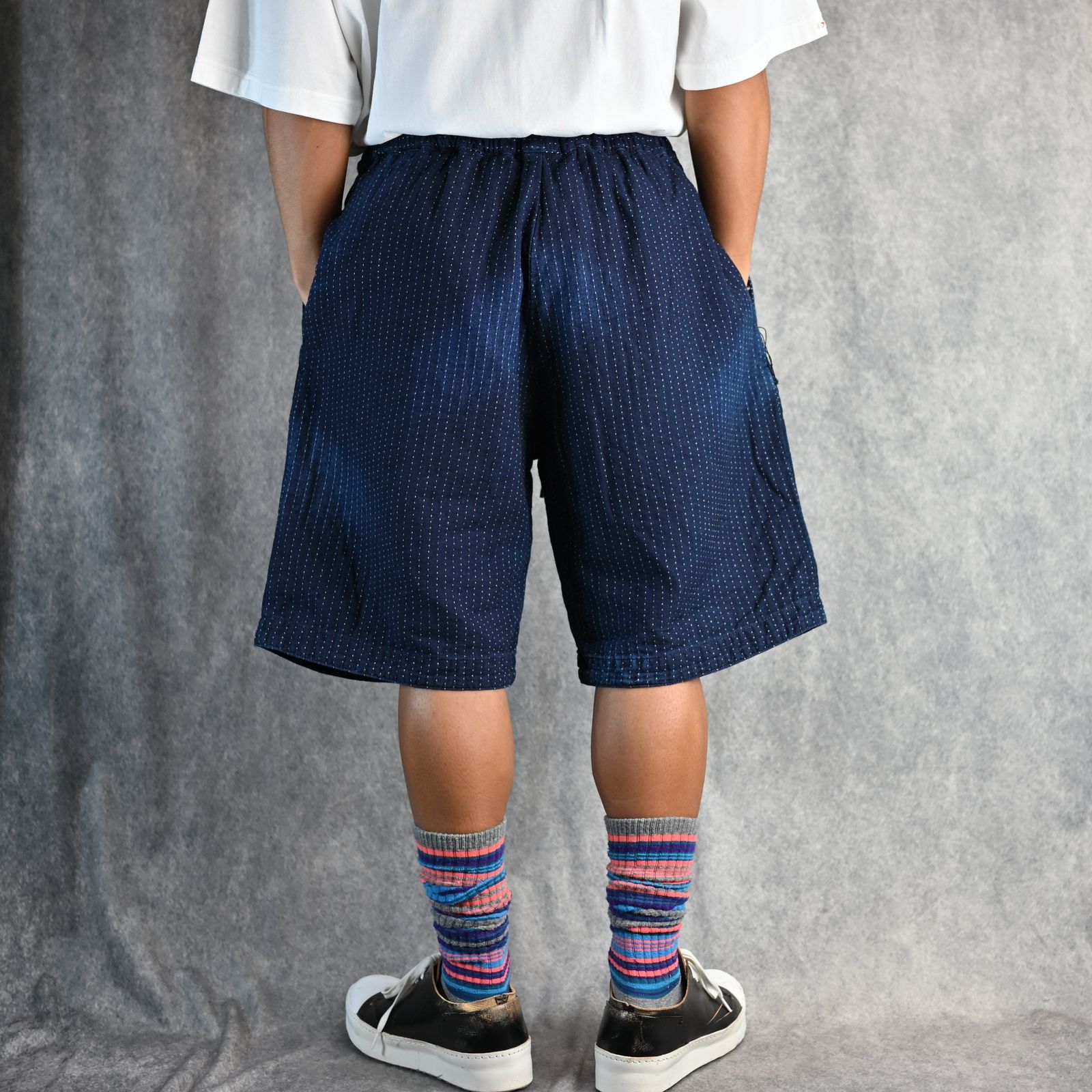 SASHIKO STRIPE SHORTS (BLUE) / サシコストライプ ショーツ （ブルー） PC-059-3193-40