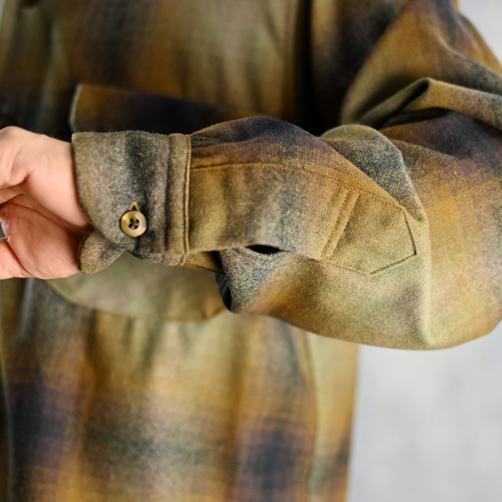 × PENDLETON W.Check Double Pocket Ooen Collar SH （BRT） /  ペンドルトン オープンカラー チェックシャツ （ブラウン）