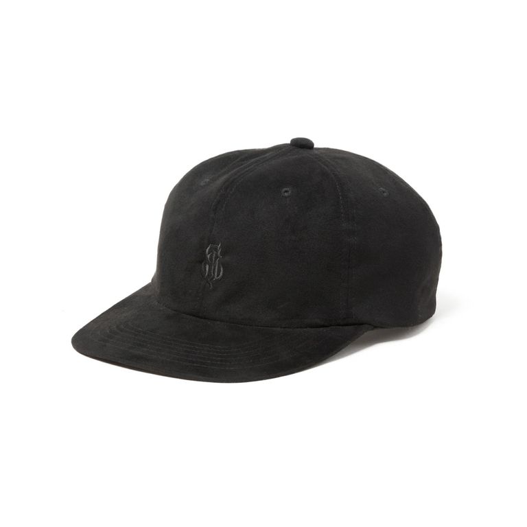 CALEE - FAUX SUEDE / COW LEATHER CAS (BLACK) / フェイク