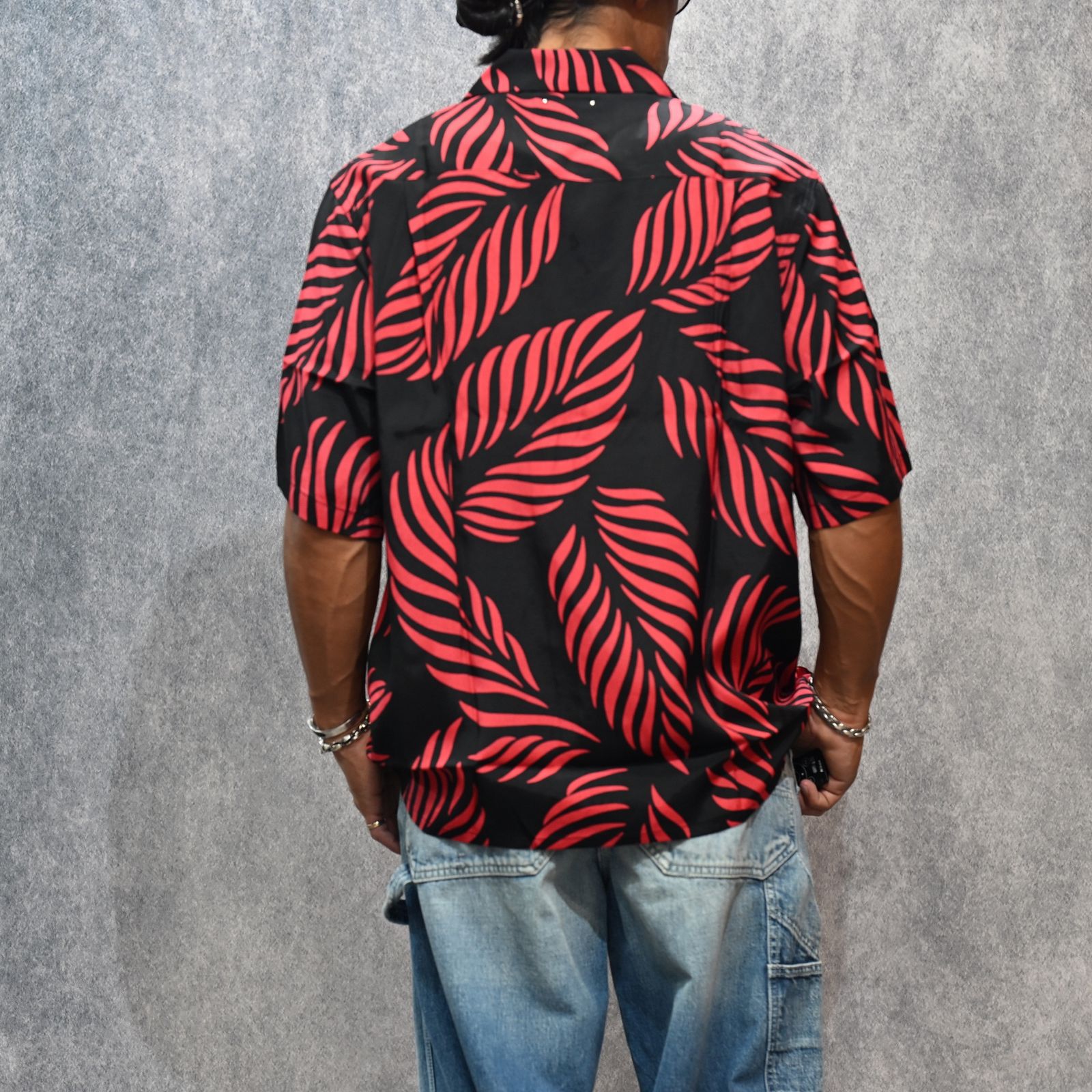 × WACKO MARIA Leaf Motif Hawaiian Shirt （BLACK×RED） / ワコマリア アロハシャツ （ブラック×レッド） 25MND-WM001