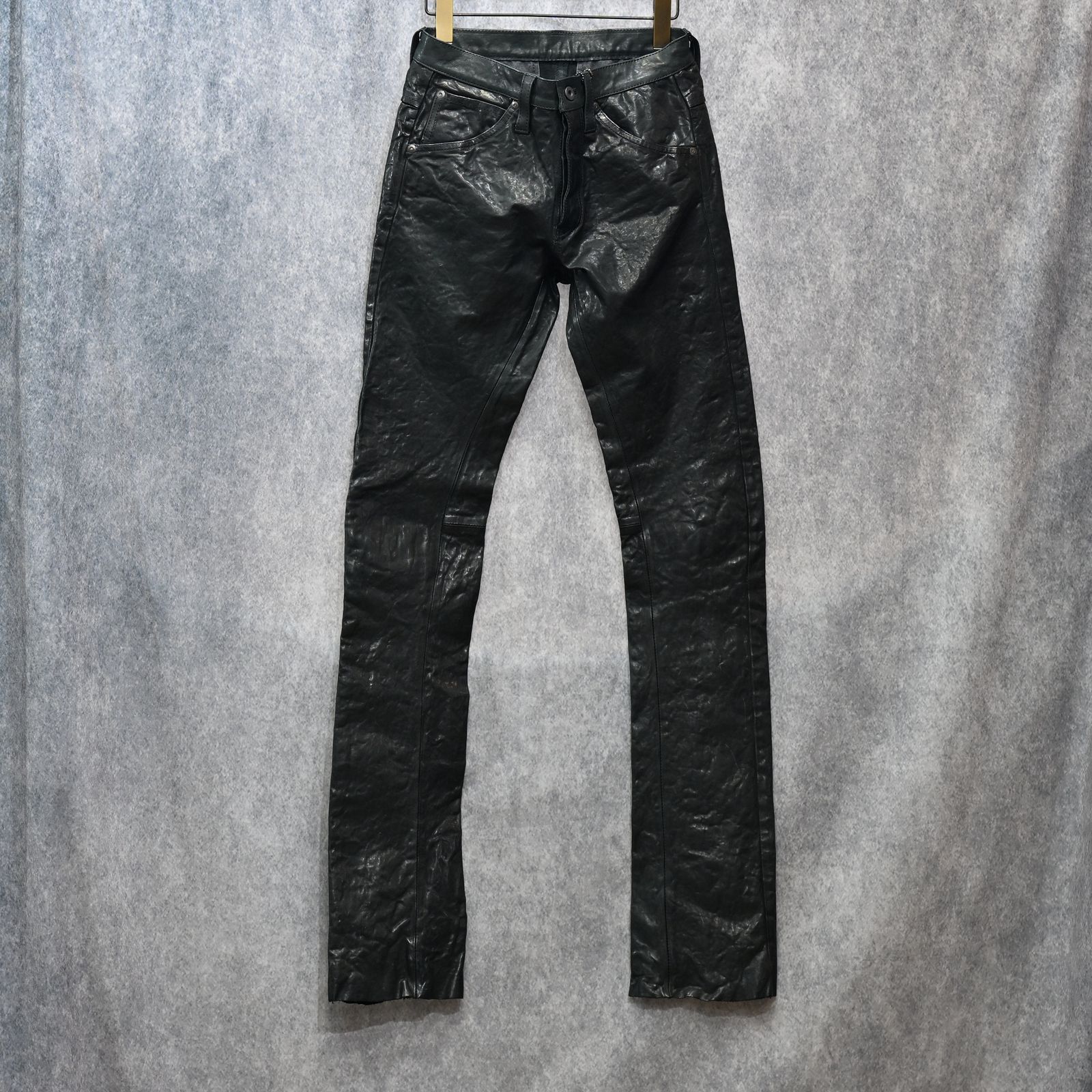 イタリーショルダー製品染め パンツ （BLACK）｜レザーパンツ 1254-08