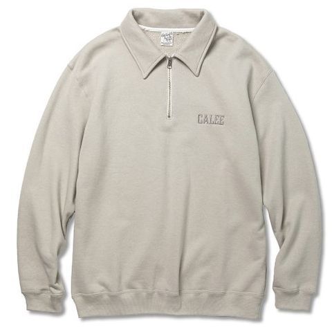 CALEE LOGO EMBROIDERY HALF ZIP SWEAT (IVORY) / ハーフジップ スウェット