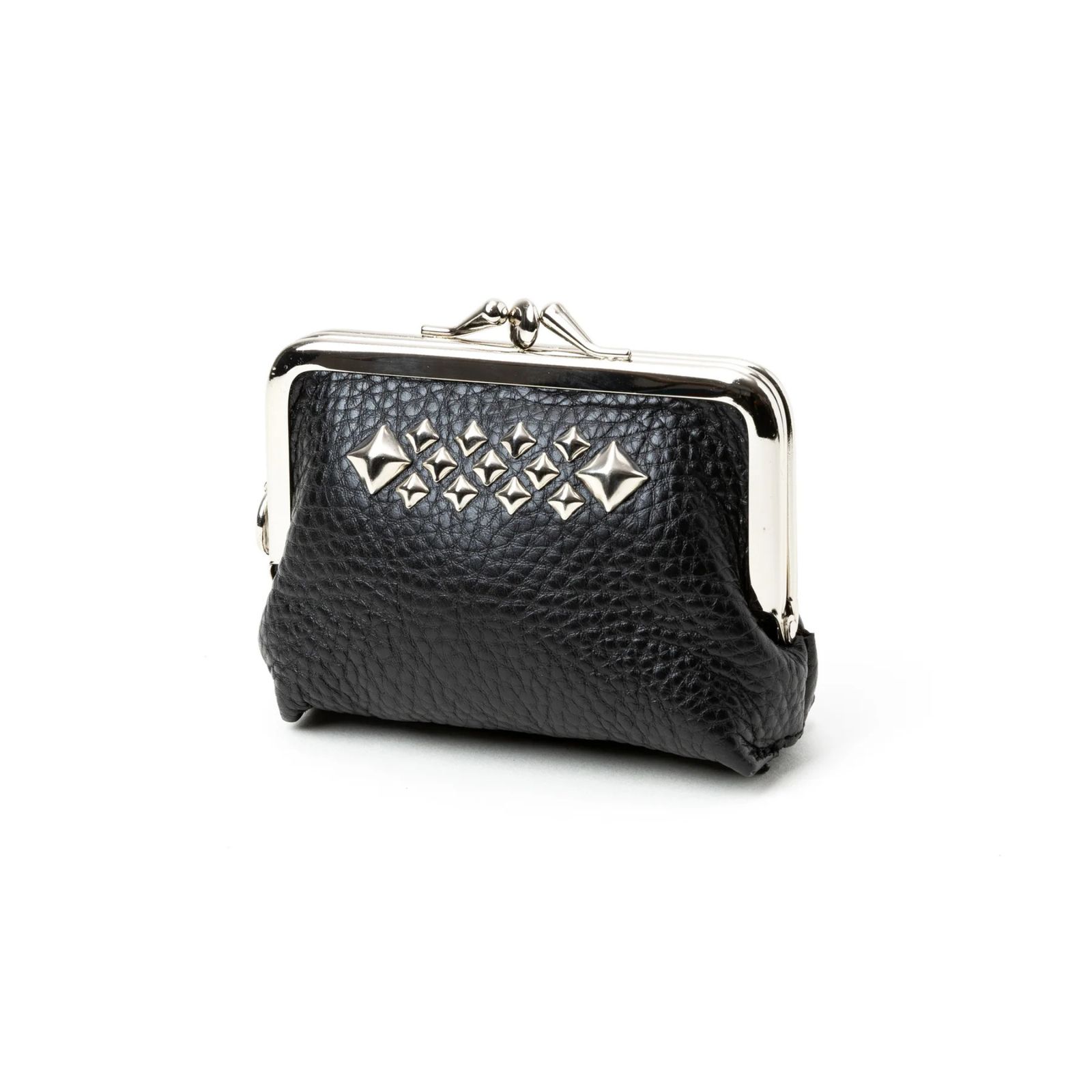 STUDS LEATHER INTERNAL FLEX FRAME TYPE 2WAY MULTI WALLET (BLACK)｜スタッズ レザー ガマ口 財布｜CL-26SS004LE EX