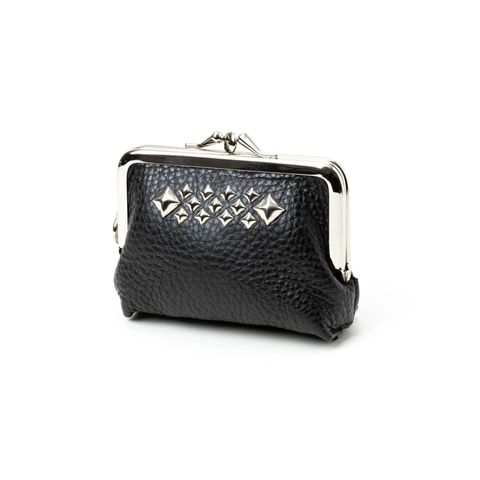 STUDS LEATHER INTERNAL FLEX FRAME TYPE 2WAY MULTI WALLET (BLACK)｜スタッズ レザー ガマ口 財布｜CL-26SS004LE EX