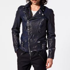 ジャパンカーフ タンニン鞣し 製品染め加工 ダブルライダース （BRILLIANT BLACK / ブリリアント ブラック）