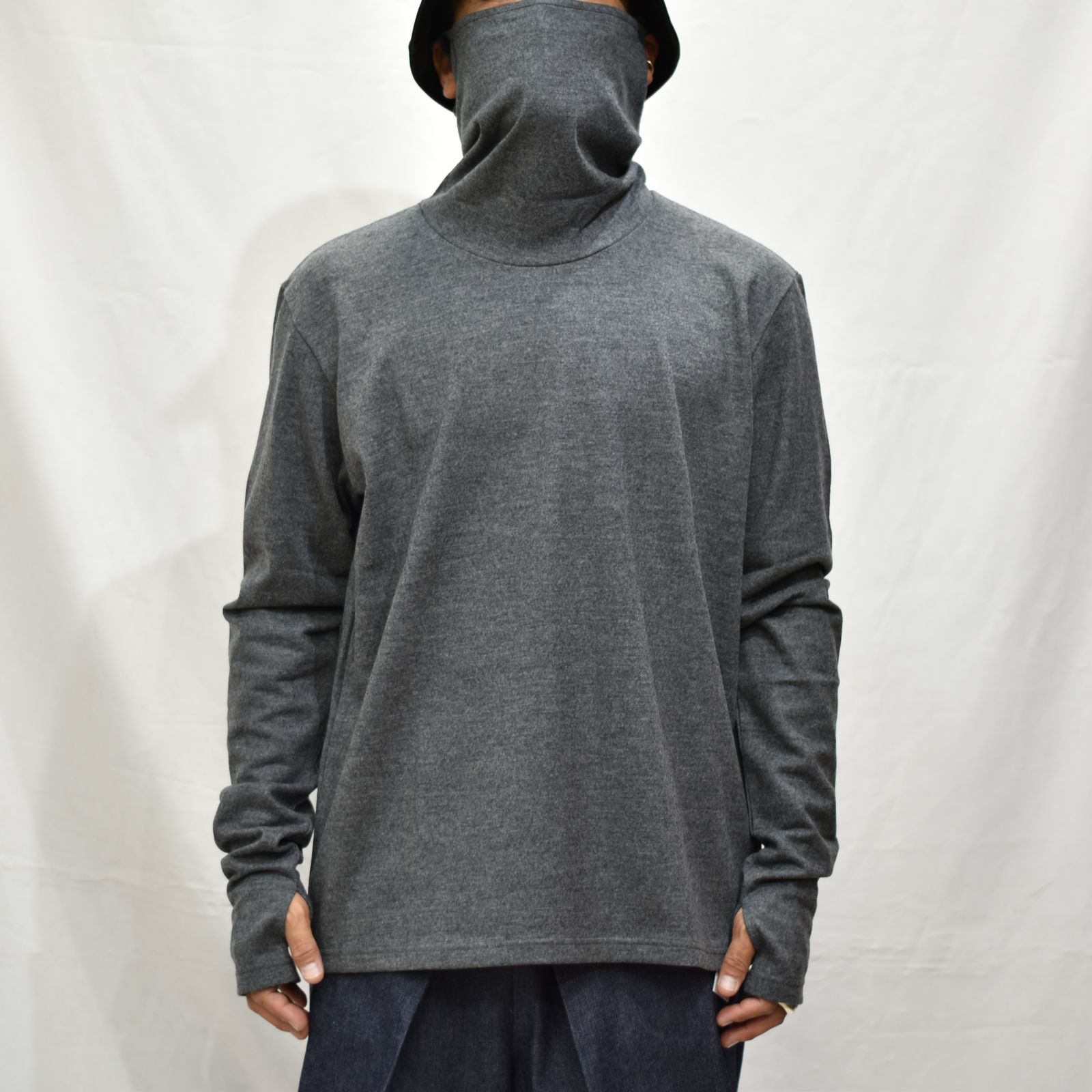 WOOL JERSEY COWL NECK TOP"