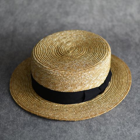 STRAW BOATER HAT (BEIGE) / ストローハット 麦わらカンカン帽