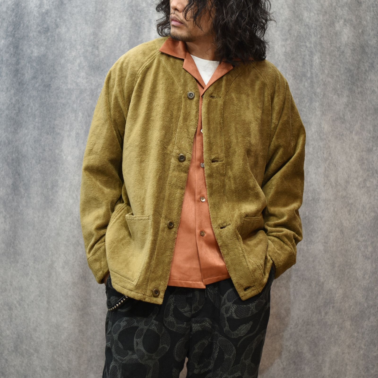 CT FLEECE BOA NO COLLAR JACKET (CAMEL)｜コットンフリース ボア ノーカラージャケット｜CL-25AW017
