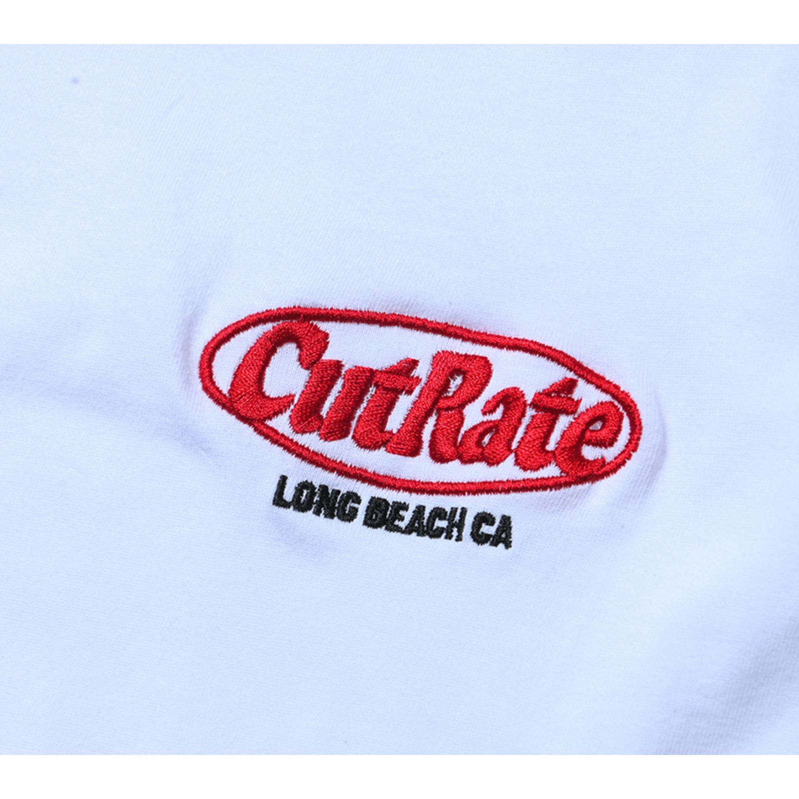 CUTRATE LOGO EMBROIDERY DROPSHOULDER L/S T-SHIRT (WHITE) / ロゴ刺繍 ドロップショルダー ロンT