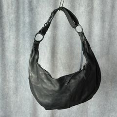 ダブルショルダーレザー フルタンニン製品染め ショルダーバッグ （BLACK / ブラック）