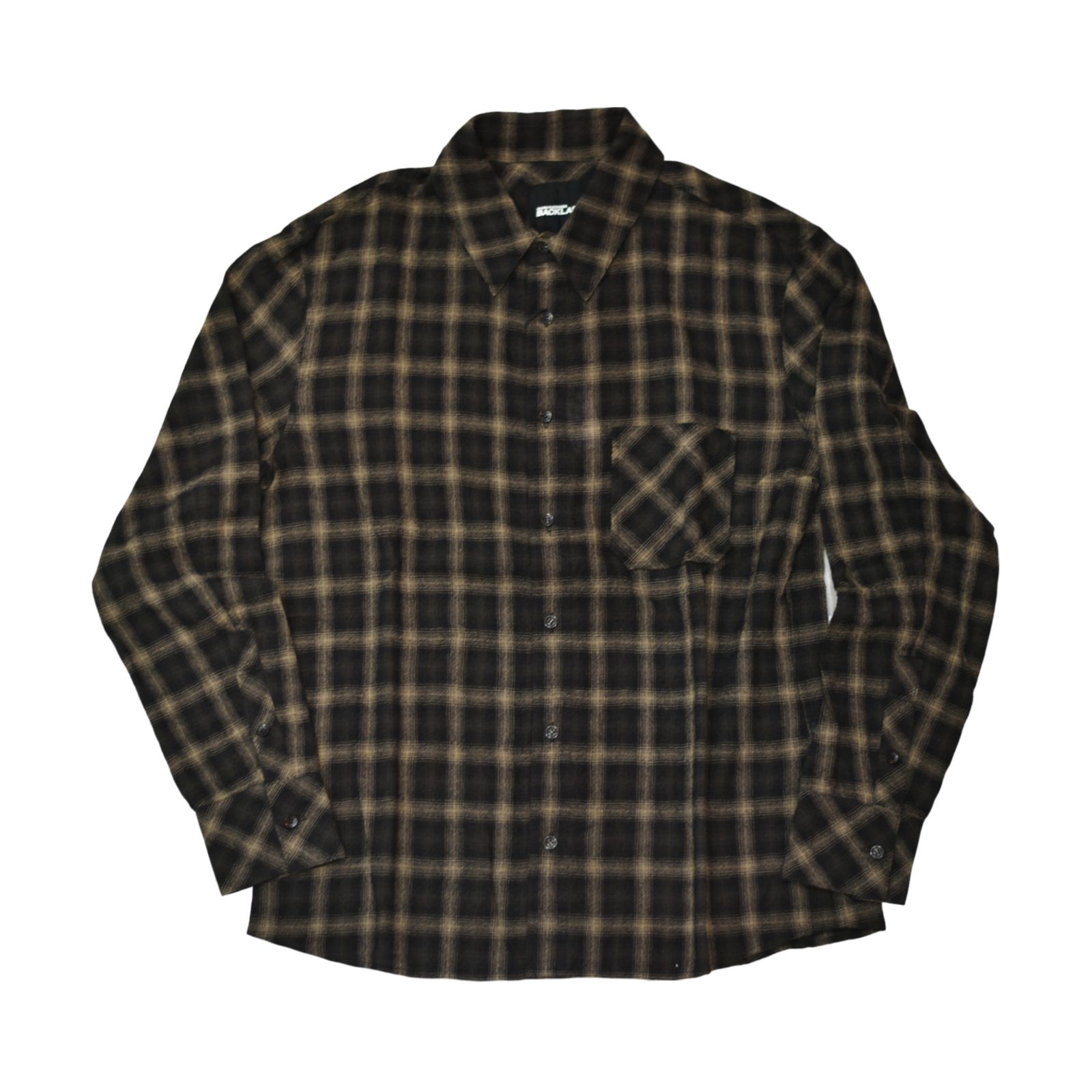 ウールガーゼ オンブレーチェック 縮絨シャツ （BLACK）｜2182-01