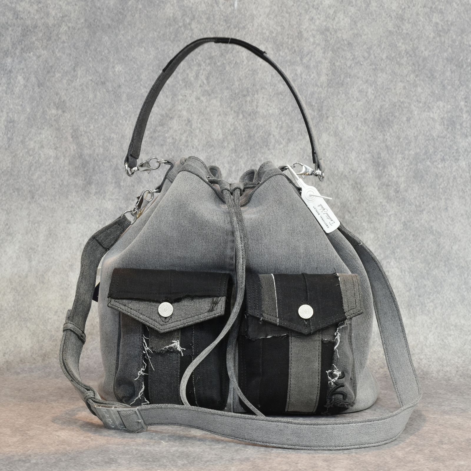 TOOL BAG  (MULTI BLACK DENIM) | バケットバッグ 巾着バッグ