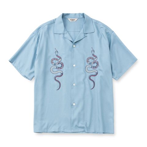 EMBROIDERY SNAKE S/S SH ＜MIHO MURAKAMI DESIGN＞ (Lt.BLUE)｜× 村上実帆 スネーク 刺繍 半袖シャツ｜CL-26SS001MM