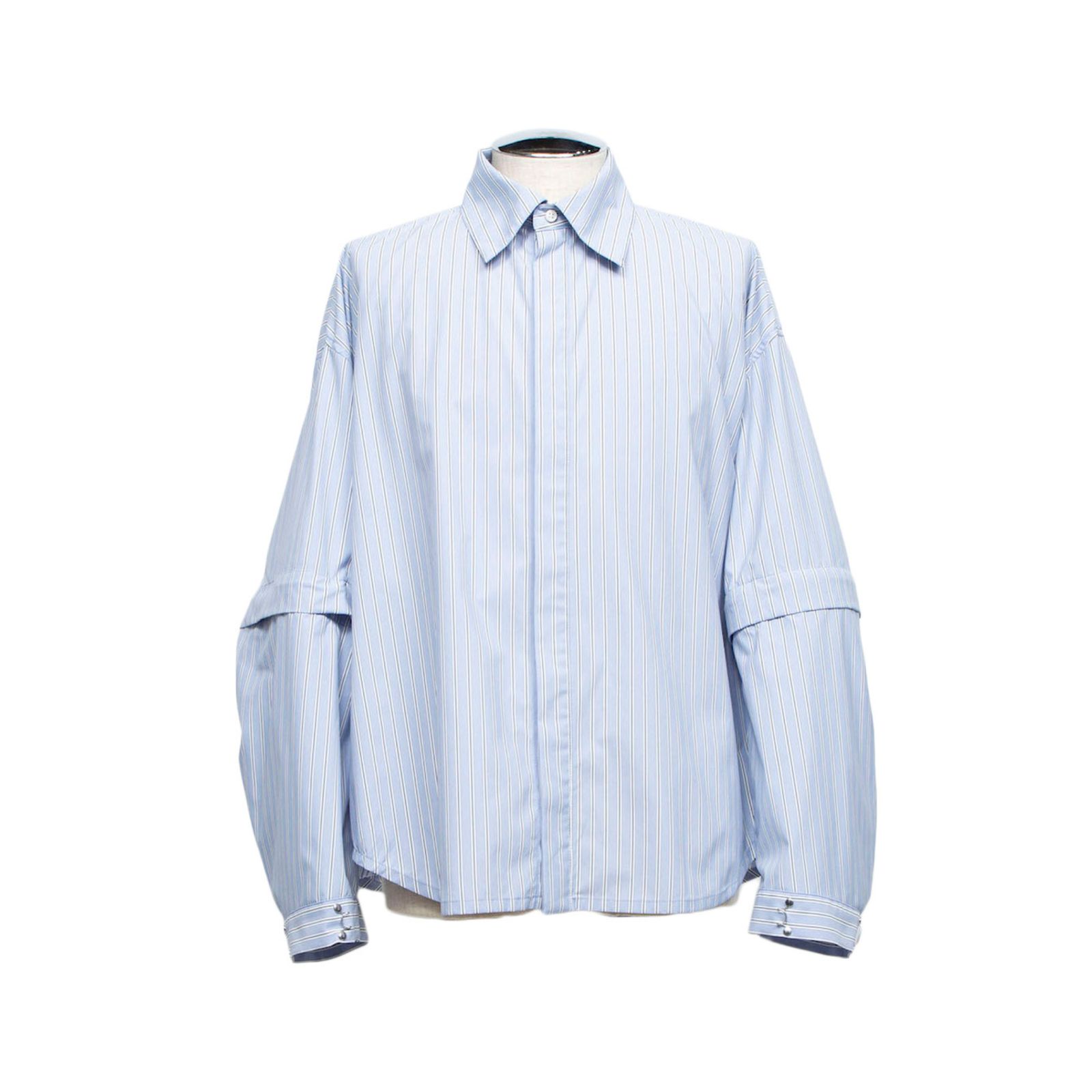 デタッチャブルスリーブホックカフスシャツ (SAX STRIPE)｜LB26SS-SH11-FTS