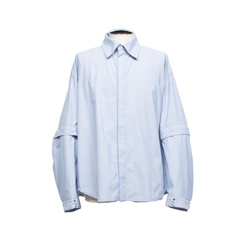 デタッチャブルスリーブホックカフスシャツ (SAX STRIPE)｜LB26SS-SH11-FTS