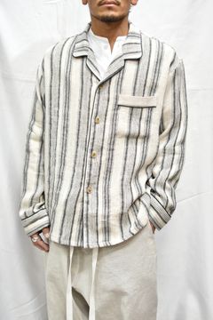 リネンシルク ストライプ シャツ
