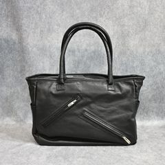 PC RIDERS LEATHER TOTE BAG M W/SILVER ZIPPER （BLACK）｜トートバッグ （ブラック）｜BFA-P-017-3697