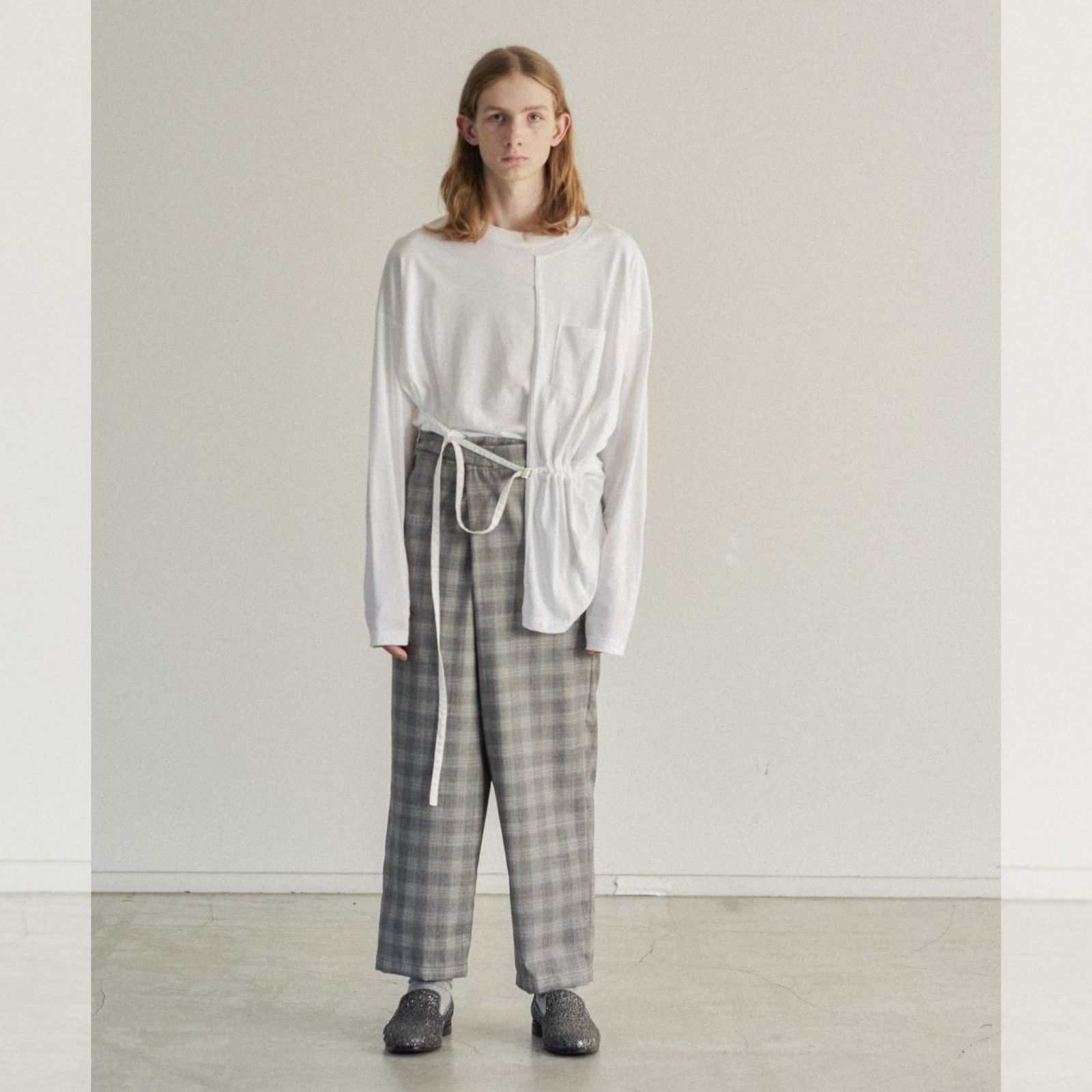 CHECK WRAP PANTS (GRAY CHECK) / チェック ラップパンツ