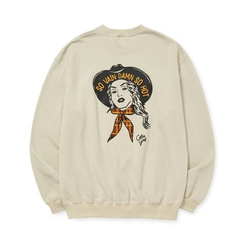 SYNDICATE RETRO WESTERN GIRL CREW NECK SW (Lt. BEIGE)｜クルーネック スウェット トレーナー｜CL-25AW029