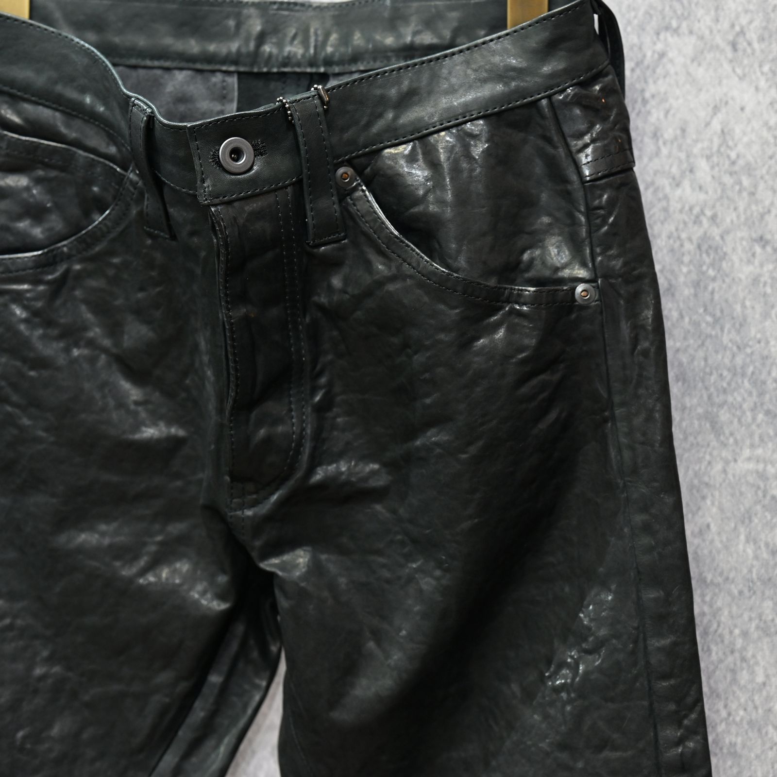 イタリーショルダー製品染め パンツ （BLACK）｜レザーパンツ 1254-08