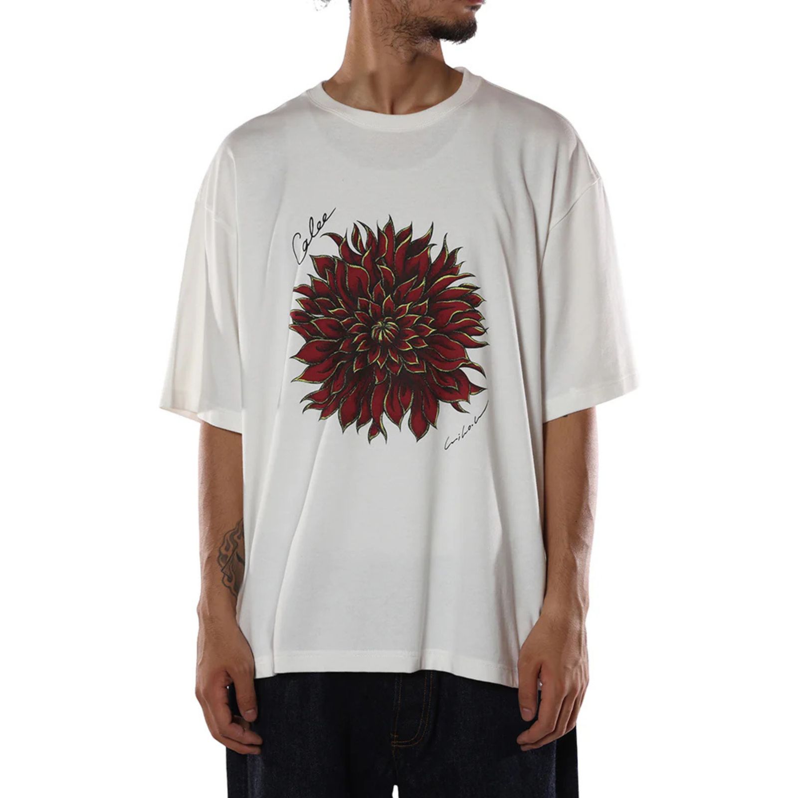DAHLIA ART TEE ＜MIHO MURAKAMI DESIGN＞ (WHITE / RED)｜× 村上実帆 ダリア プリントTシャツ｜CL-26SS003MM