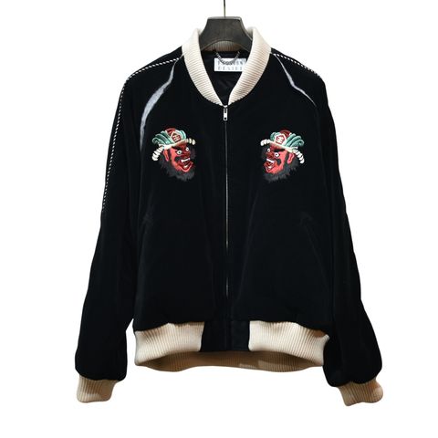VELVETEEN YAMA KING EMBROIDERED SOUVENIR JKT (BLACK)｜閻魔大王 スーベニアジャケット・スカジャン 別珍｜PD25AJ07
