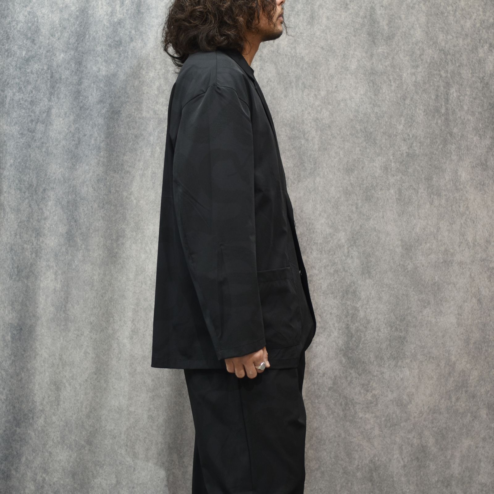 × OVYS SNAKE PATTERN NYLON T/T JACKET & PANTS (BLACK)｜× オーヴィーズ 蛇柄 ナイロン セットアップ｜ov-ls-jkpt-0001