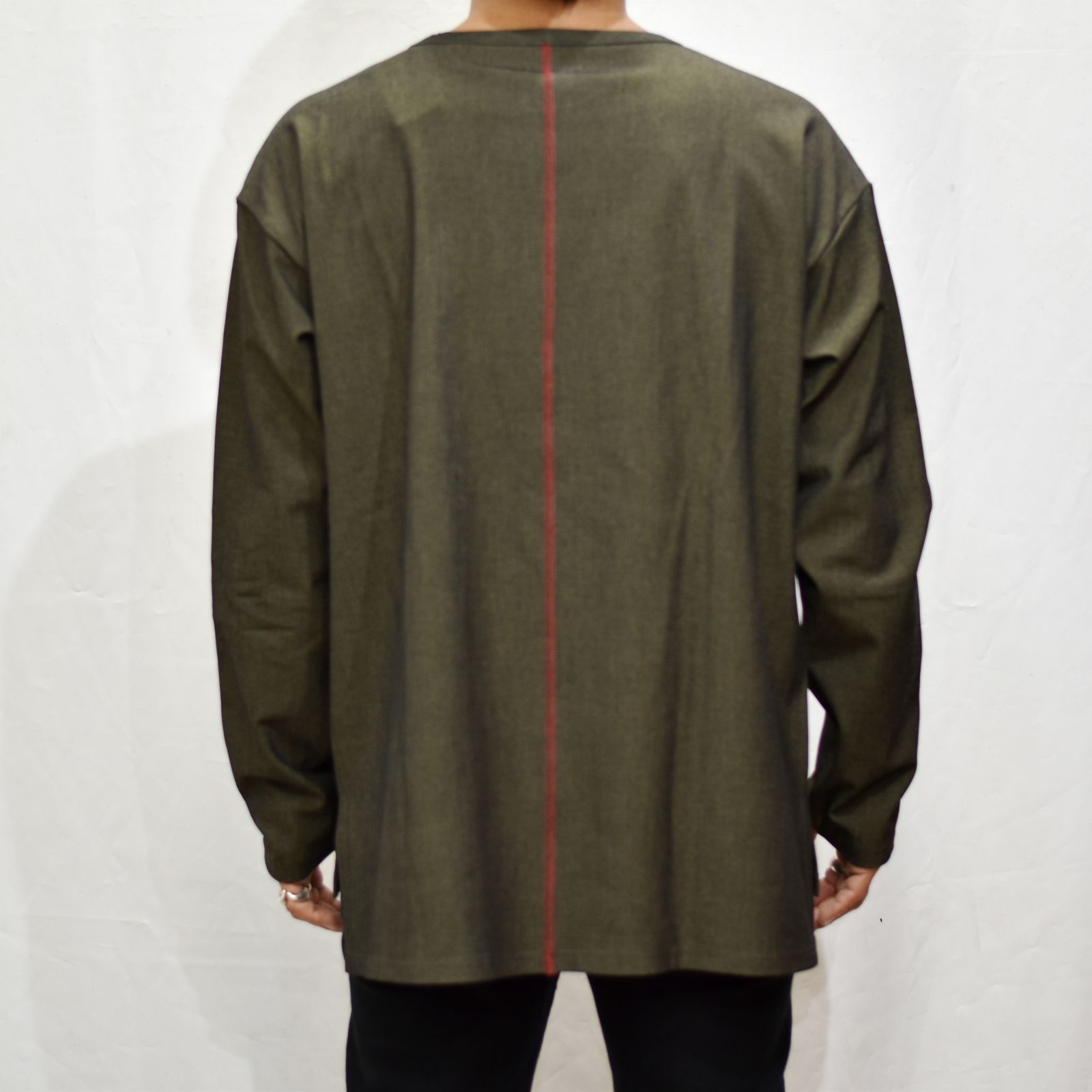 ポリエステルレーヨンアクリル ストレッチ ポケットカットソー （KHAKI）