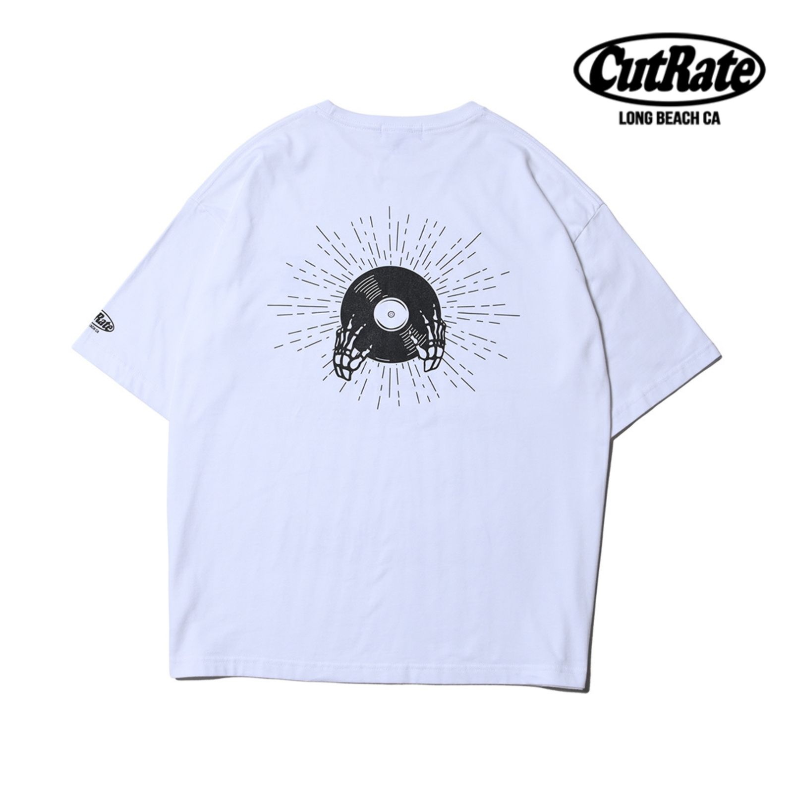 SKULL RECORD LOGO DROPSHOULDER S/S T-SHIRT (WHITE) / ドロップショルダー プリントTシャツ