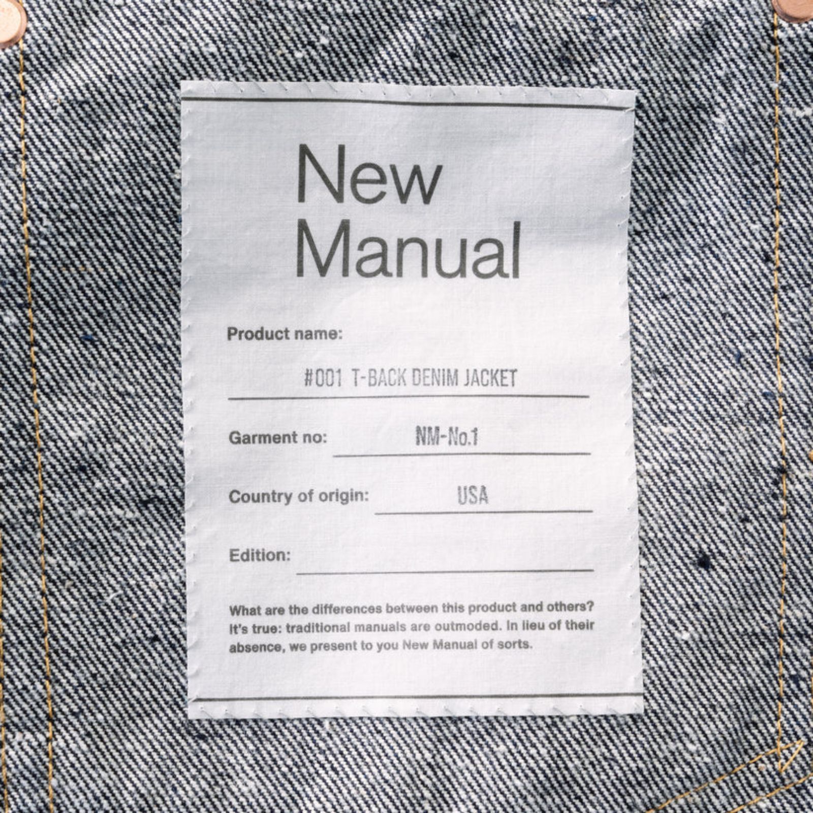 #001 T-BACK DENIM JACKET （OWS） / ファースト デニムジャケット Gジャン （インディゴ）