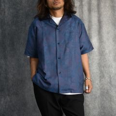 FLOWER JACQUARD SH (NAVY BLUE) / フラワー柄 ジャガード 半袖シャツ