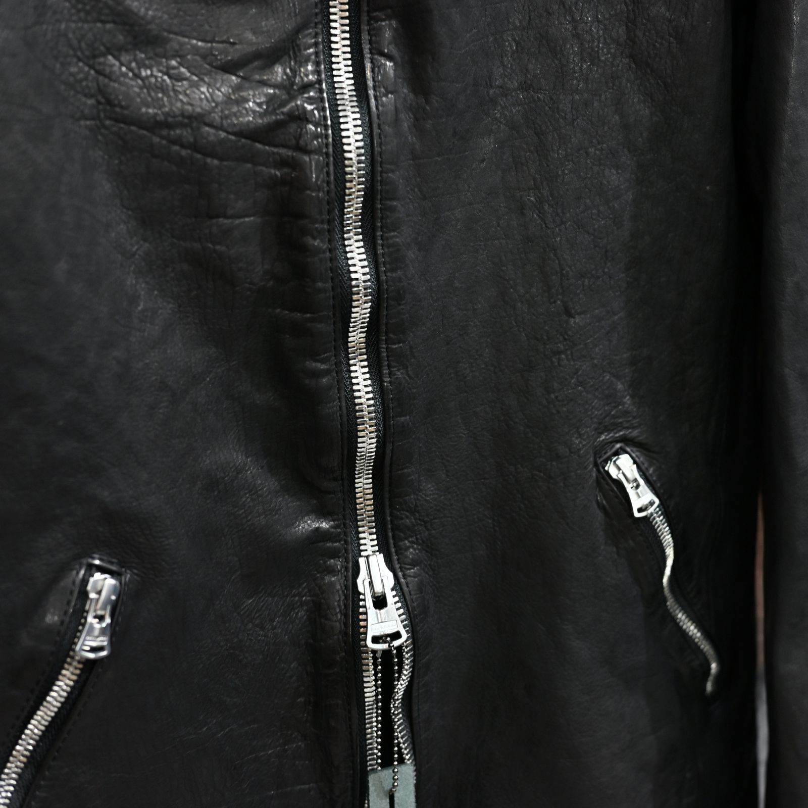 ジャパンカーフ タンニン鞣し 製品洗い加工 シングルライダース （BLACK / ブラック） 1927-05