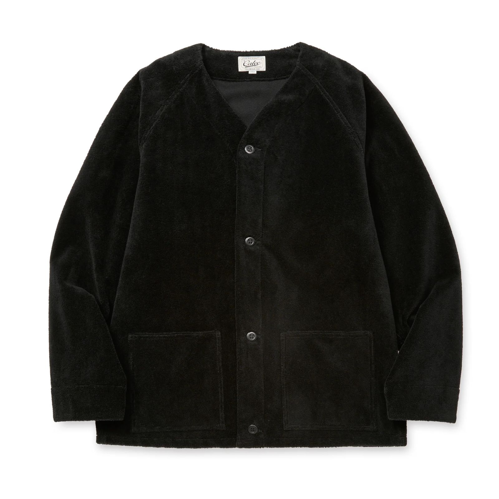 CT FLEECE BOA NO COLLAR JACKET (BLACK)｜コットンフリース ボア ノーカラージャケット｜CL-25AW017