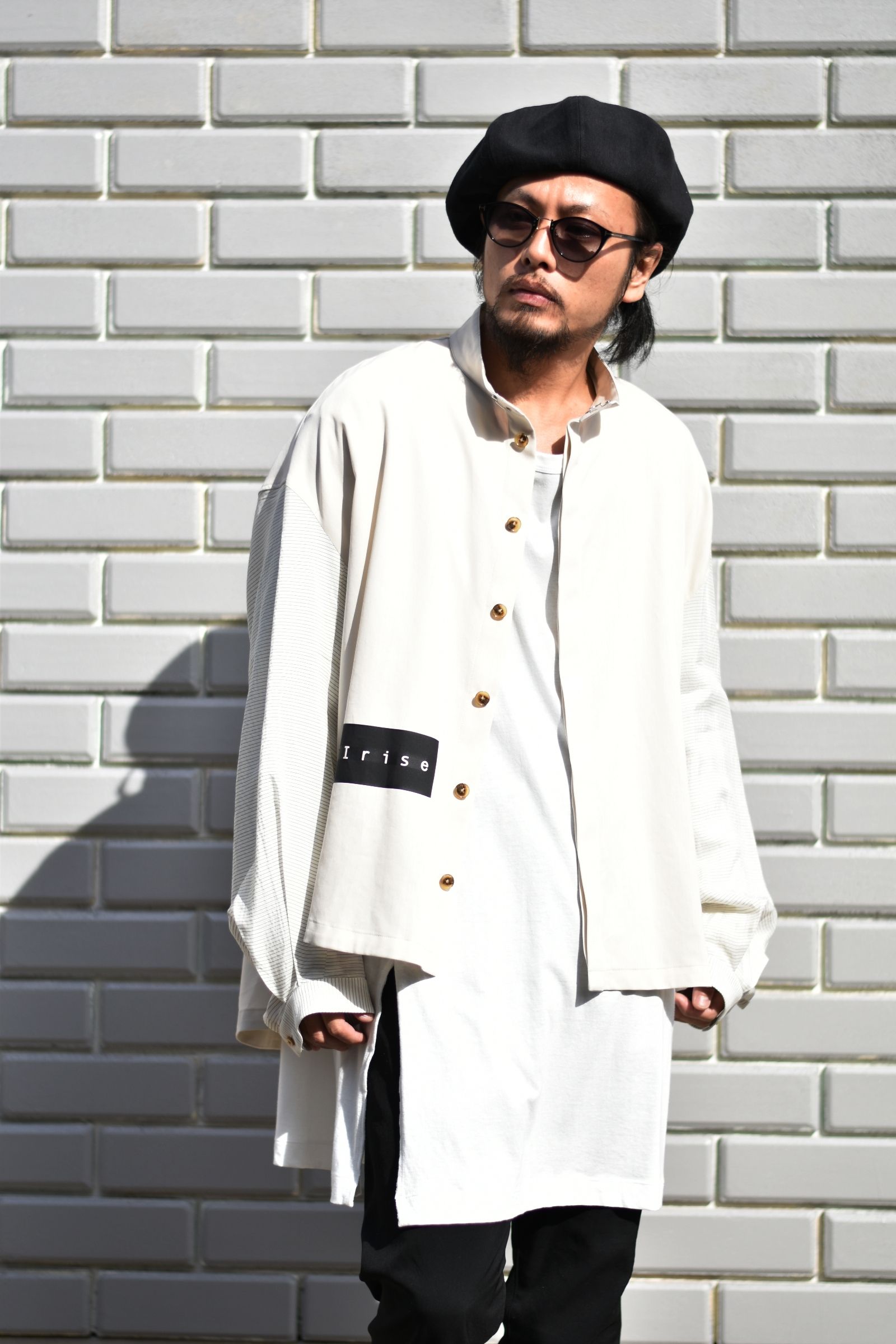 スタンドカラー ルーズシャツ / LB21SS-SH02-CP (ECUR×PIN BORDER)
