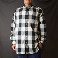 BLOCK CHECK STAND COLLAR SHIRT (BLACK) - ブロックチェック スタンドカラーシャツ （ブラック）