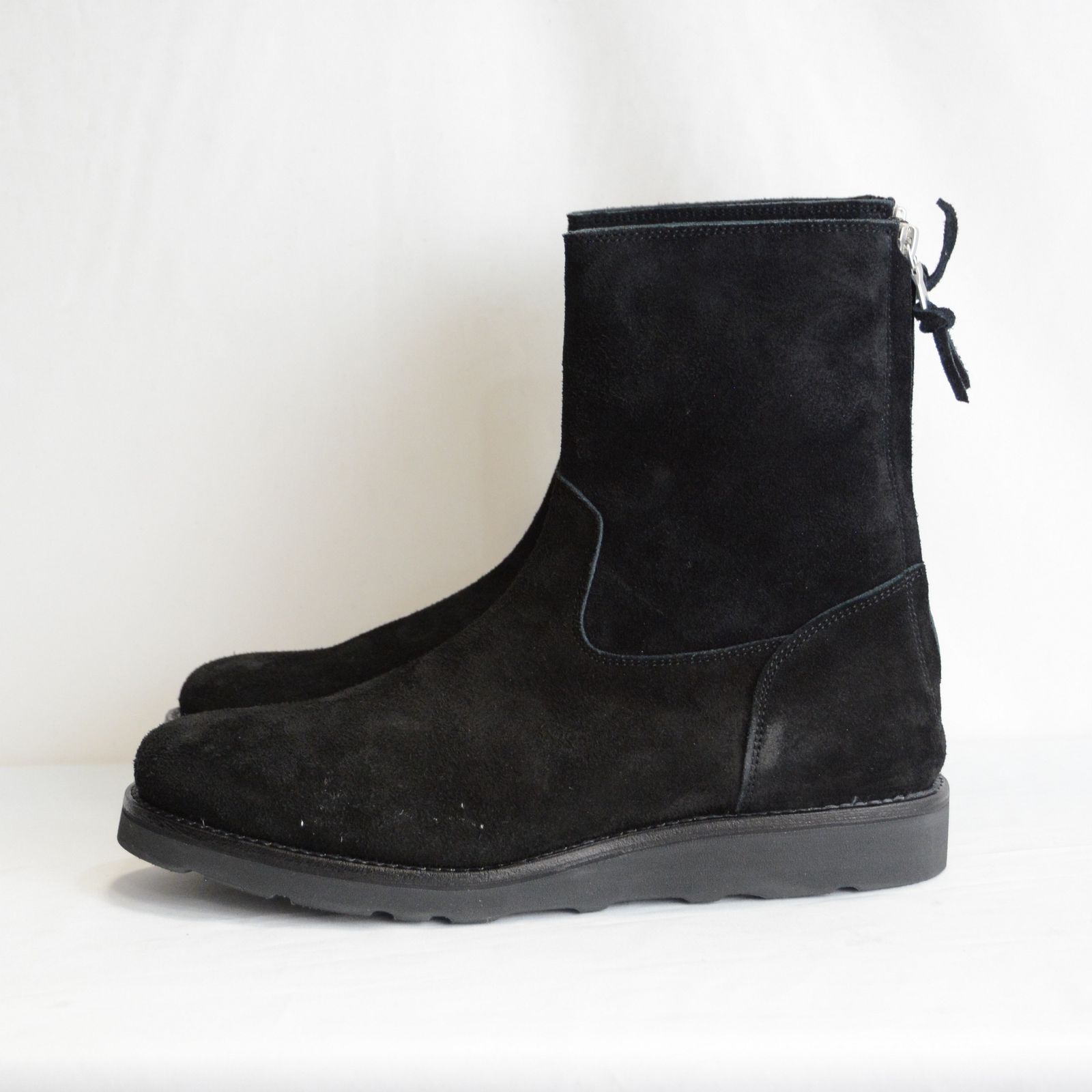 MINEDENIM - Suede Leather Back Zip Boots （BLACK） / スエード