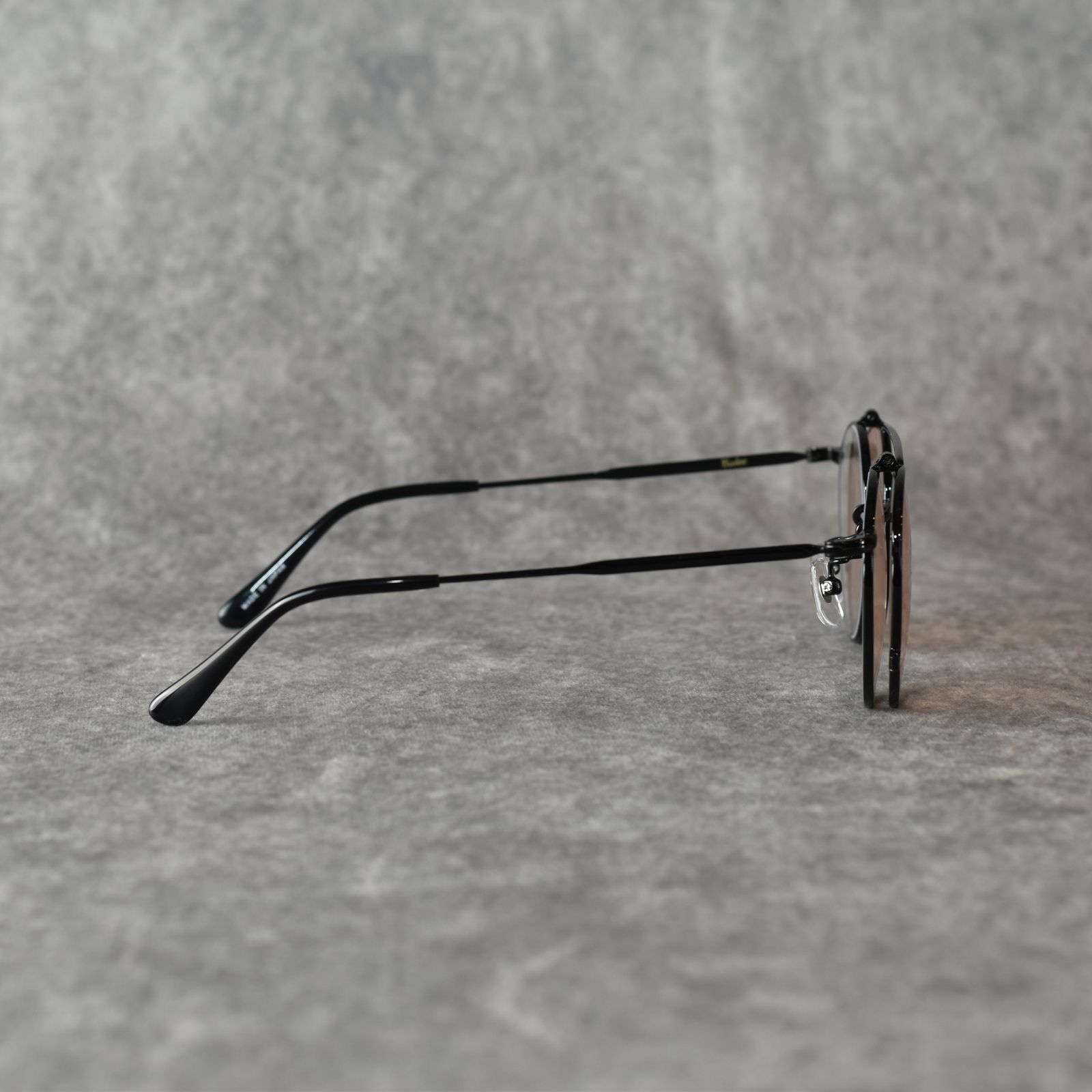 FLIP UP TYPE CIRCLE METAL GLASSES (BLACK/BROWN) / フリップアップタイプ サークルメタル サングラス