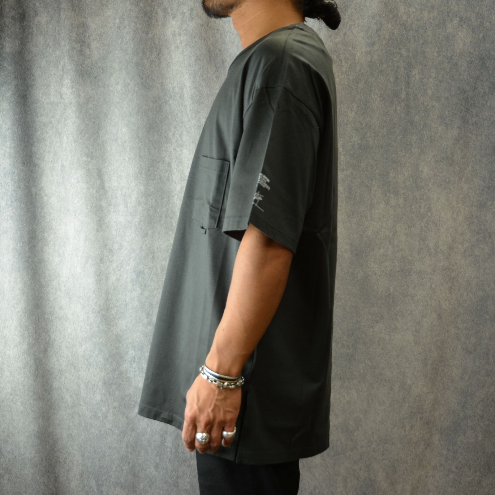 ハイゲージ天竺 ドロップショルダー Tシャツ (GRAY)