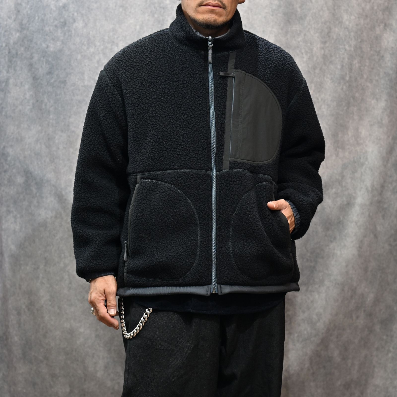 FLEECE LINER NYLON ZIP UP JACKET （BLACK）｜フリース リバーシブルジャケット （ブラック） PC-022-3623-10