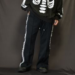 FRILL SIDE LINE JERSEY TROUSERS (BLACK) / フリル サイドライン ジャージパンツ