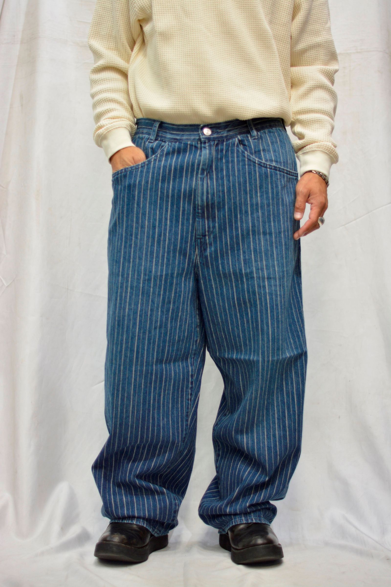 Porter Classic - × DISNEY MICKEY MOUSE STRIPE DENIM PANTS