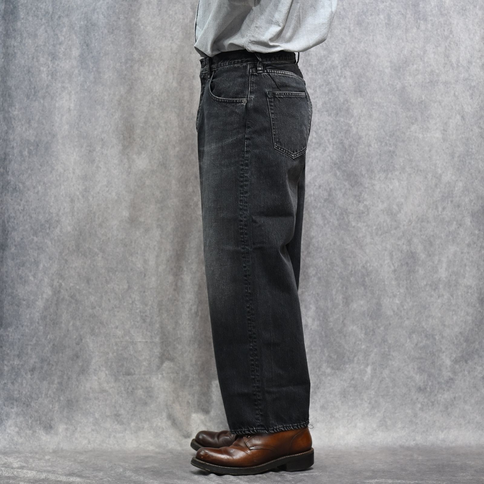 S.Wide Straight Cropped 5pocket USD （BKU）｜クロップド デニムパンツ （ブラック）｜2603-1002