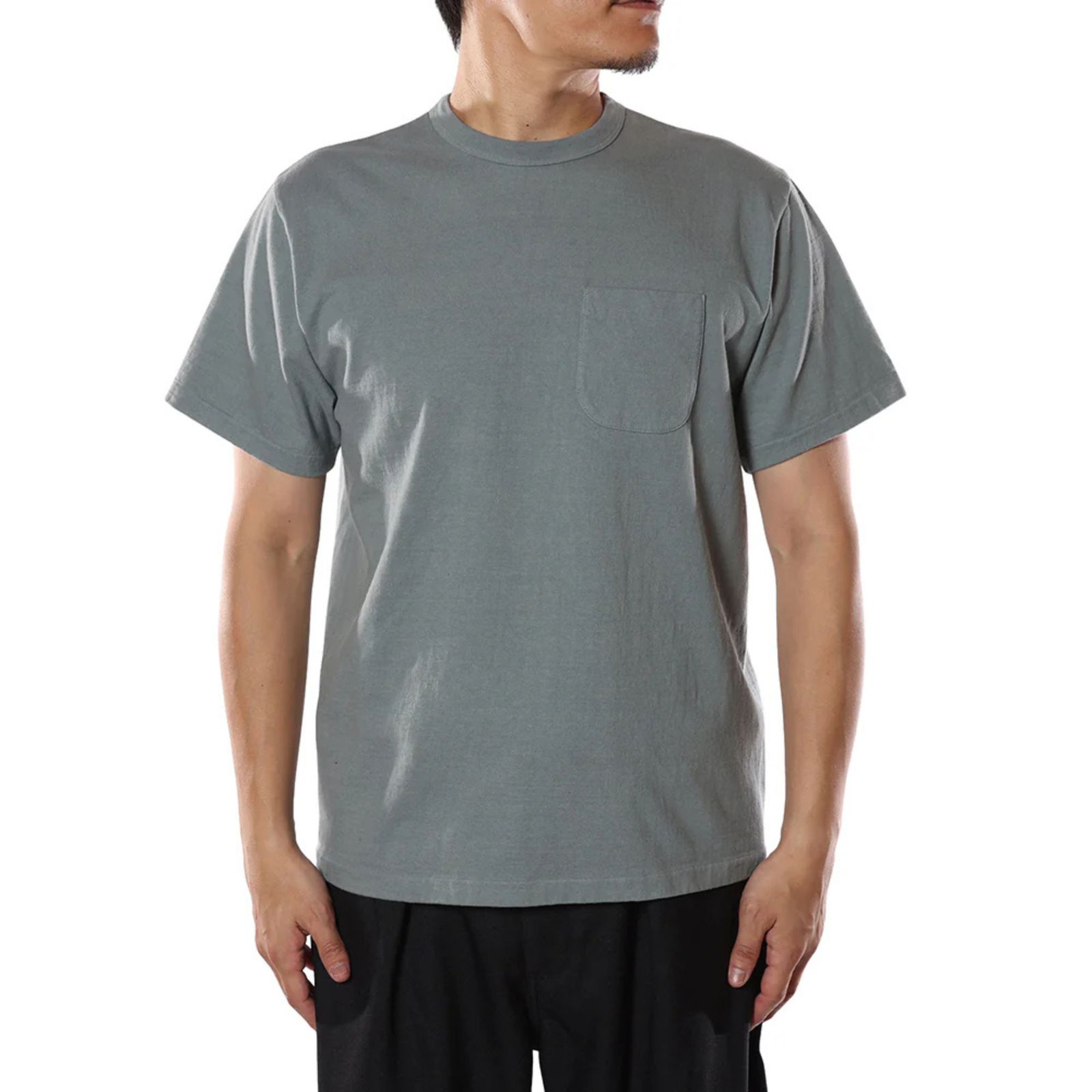 GARMENT DYE GIRLS LOGO POCKET TEE ＜NATURALLY PAINT DESIGN＞ (GREEN GRAY)｜ガール ロゴプリント ポケットTシャツ｜CL-26SS004NT