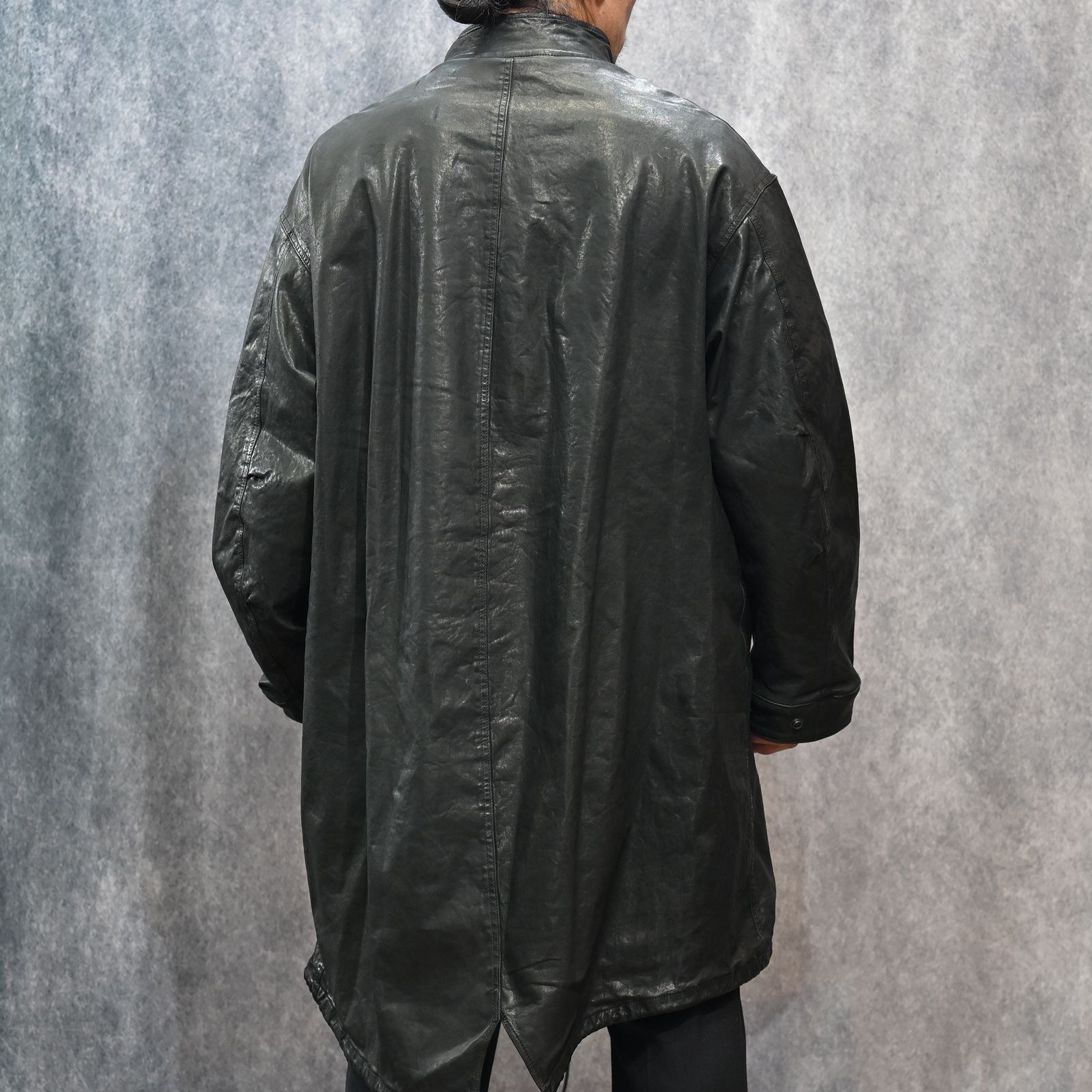 JAPANステア ミモザ鞣し製品染め モッズコート （BLACK）｜2176-01