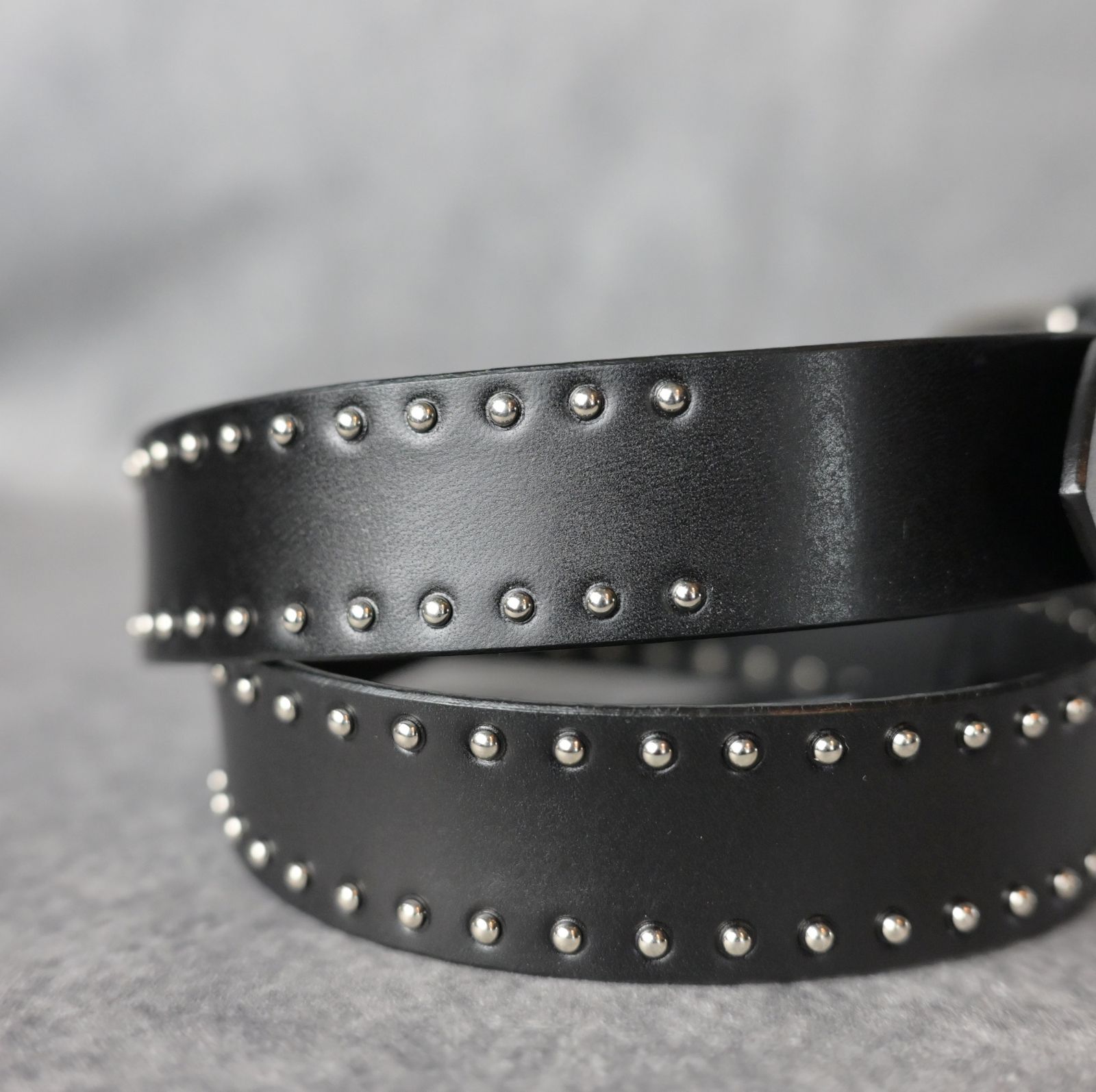 MINEDENIM - Double Studs Leather Belt （BLACK） / スタッズベルト （ブラック） | chord  online store