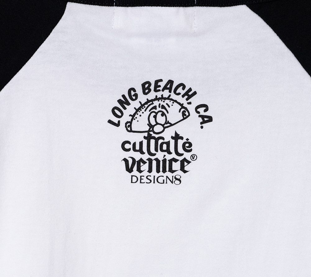 ×VENICE8 COFFEE HOUSE CR CHERRY BOMB R/S TEE (WHT×BLK) / ラグランスリーブ ロンT